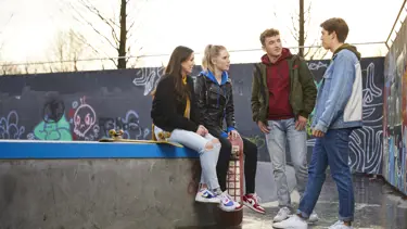 CitoLab - vier leerlingen op skatebaan CitoLab - vier leerlingen op skatebaan