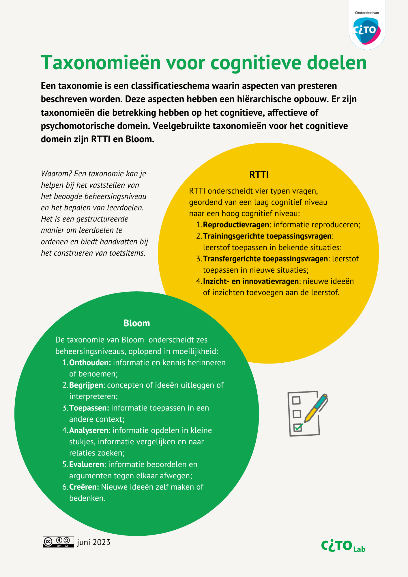 Taxonomieën voor cognitieve doelen Taxonomieën voor cognitieve doelen