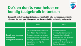 Do's en don'ts voor helder en bondig taalgebruik in toetsen Do's en don'ts voor helder en bondig taalgebruik in toetsen