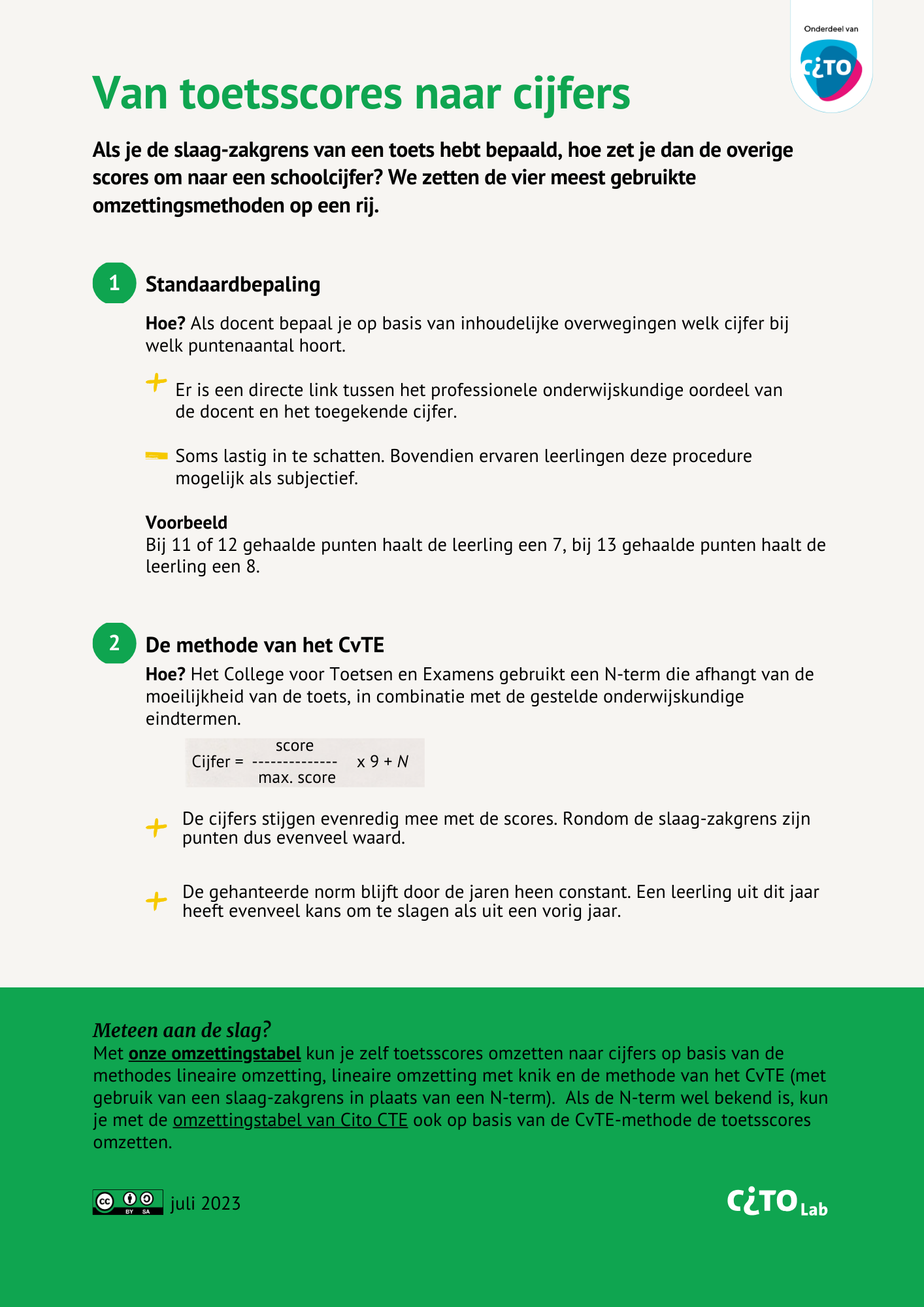 Van toetsscores naar cijfers